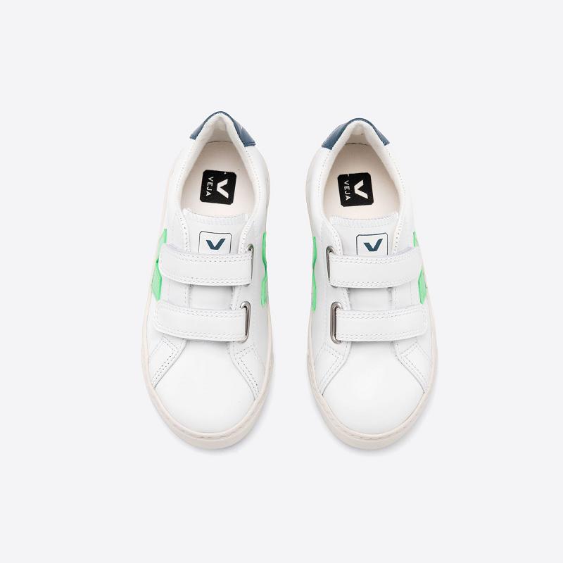 Tenis Veja Niños Outlet - Esplar Velcro Zapatillas Blancas Cuero ES2579158